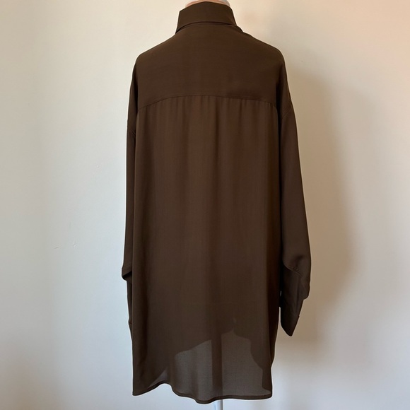 Michael Kors Vintage Brown Flowing Open Front One Button Collar Blouse EUC Sz SP - Picture 3 of 7